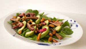 Salat med bagte rabarber