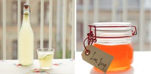 lemonade, limesirup og ingefær-limesaft